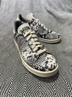 Adidas Stan Smith Snakeskin Python Print Sneakers Black White EH0151 Sz 6